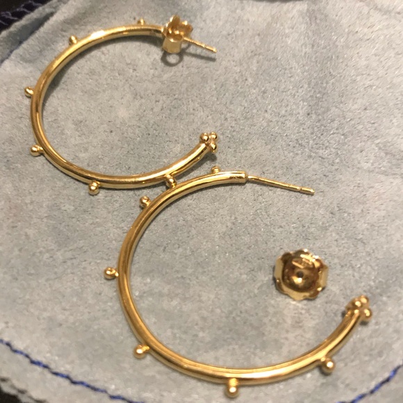 18k Gold Medium Hoop Earrings by Temple St Clair - Picture 7 of 8